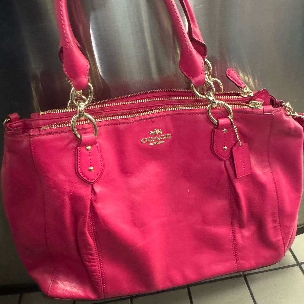 Coach Fuchsia Shoulder Bag with Gold Details